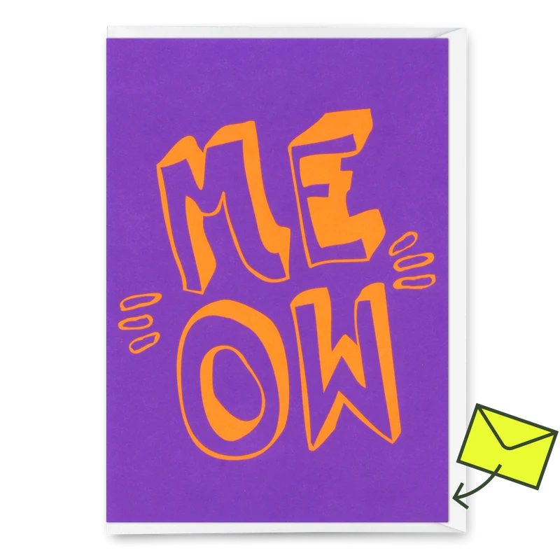 Grußkarte "Meow" | Besondere Klappkarte mit Katzen-Motiv