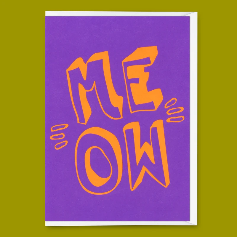 Grußkarte "Meow" | Besondere Klappkarte mit Katzen-Motiv