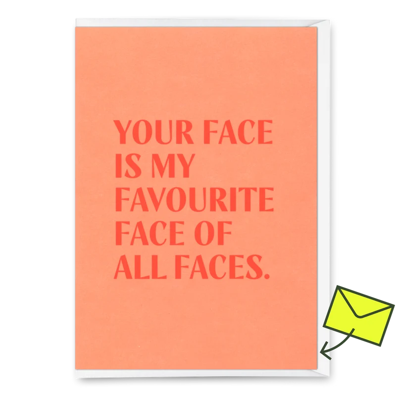 Grußkarte "Favourite face" | Schöne Klappkarte mit Spruch für Verliebte