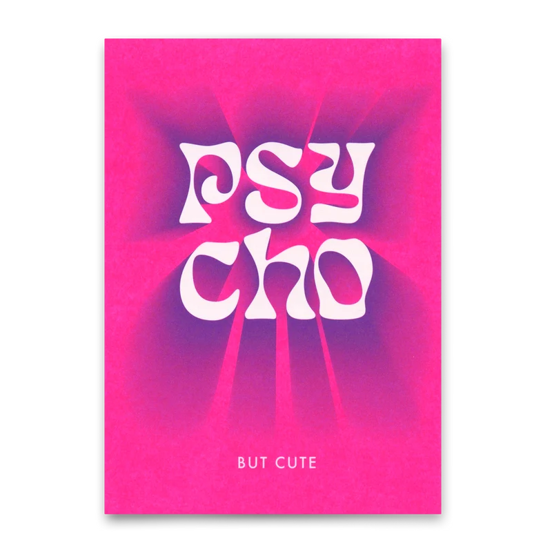 Postkarte "Psycho but cute" | Lustige Karte für Verliebte
