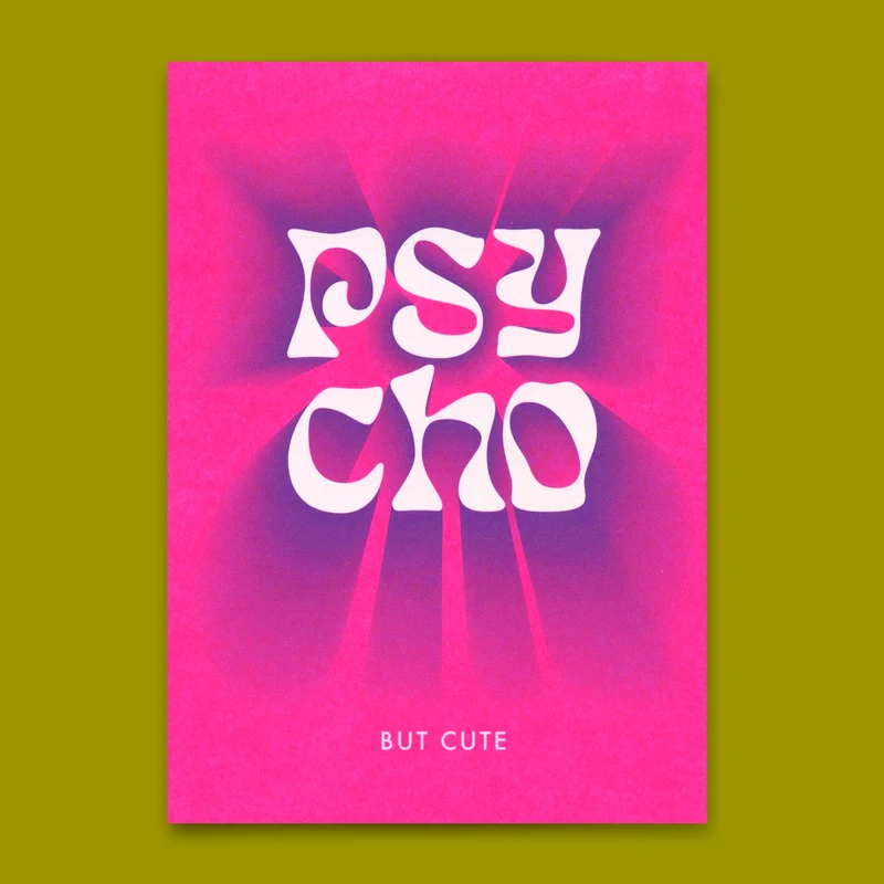 Postkarte "Psycho but cute" | Lustige Karte für Verliebte