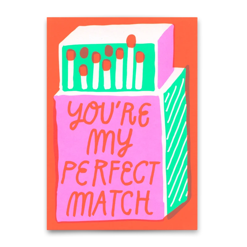 Postkarte "Perfect match" | Besondere Karte für Verliebte