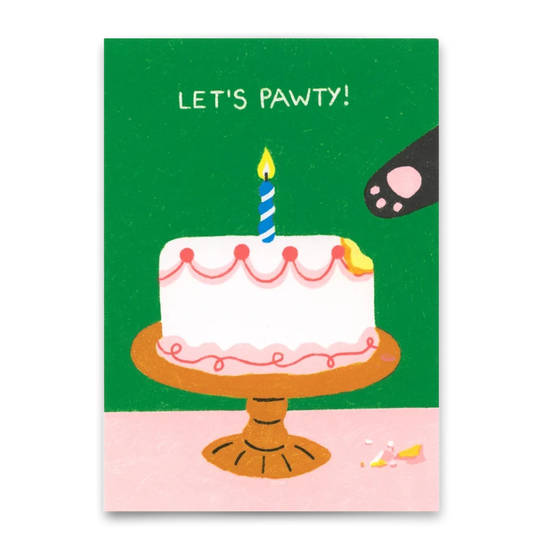 Postkarte "Pawty cat" | Besondere Karte mit Katzen-Motiv zum Geburtstag