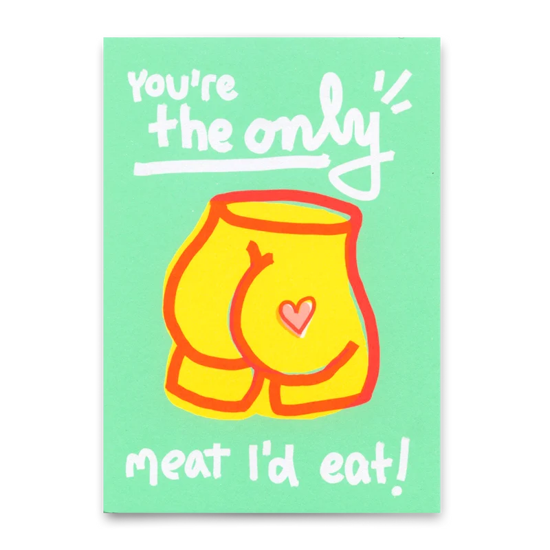 Postkarte "Only meat..." | Lustige Karte mit Spruch zum Geburtstag