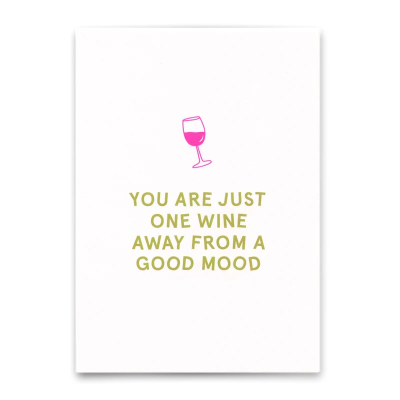 Postkarte "One wine away" | Lustige Karte mit Spruch für jeden Anlass