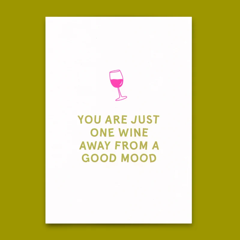 Postkarte "One wine away" | Lustige Karte mit Spruch für jeden Anlass