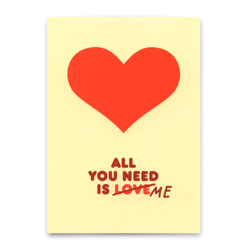 Postkarte "All you need is me" | Schöne Karte für Verliebte