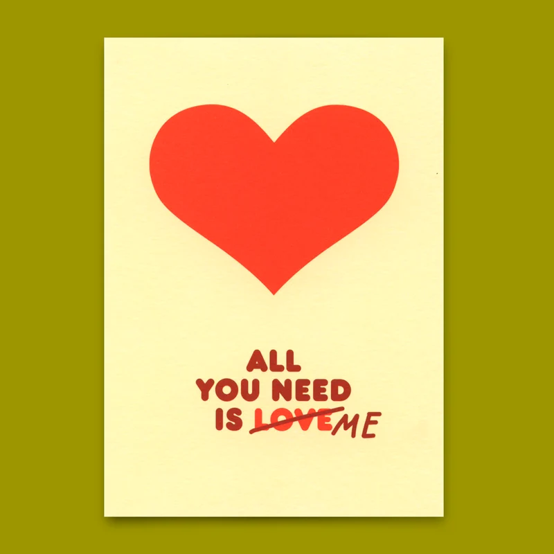 Postkarte "All you need is me" | Schöne Karte für Verliebte