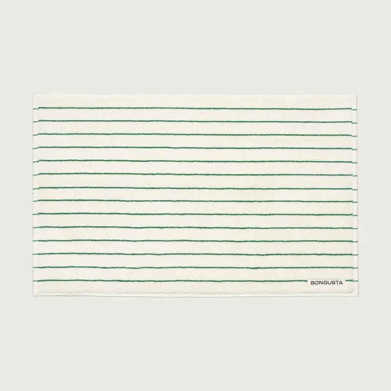 Badematte BONGUSTA “Pure White & Grass” | 50x80cm Baumwolle | Zeitlos & Frisch