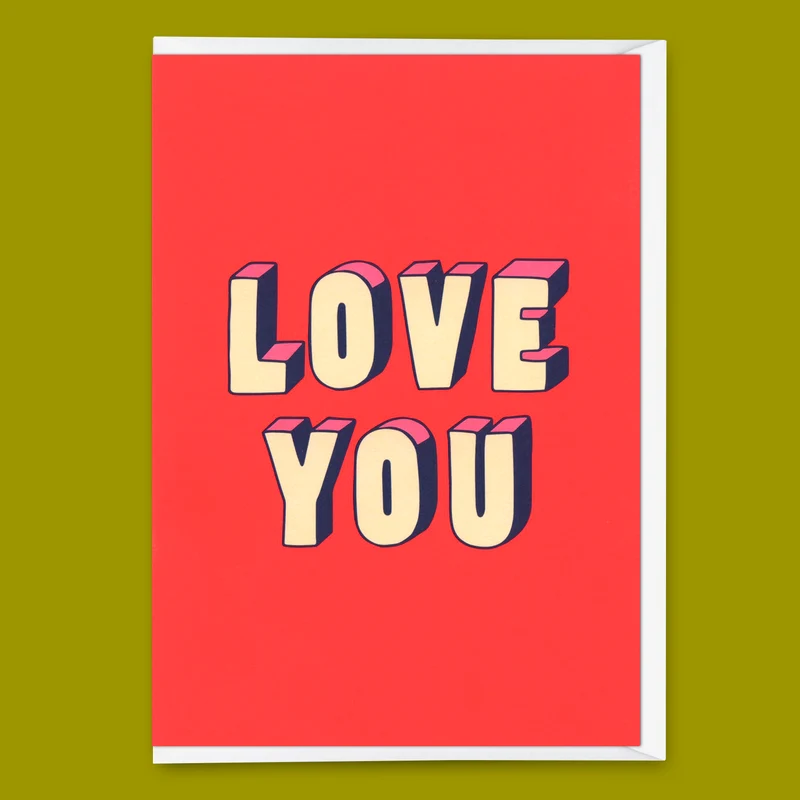 Grußkarte "Love You 3D-Typo" | Coole Klappkarte für Verliebte