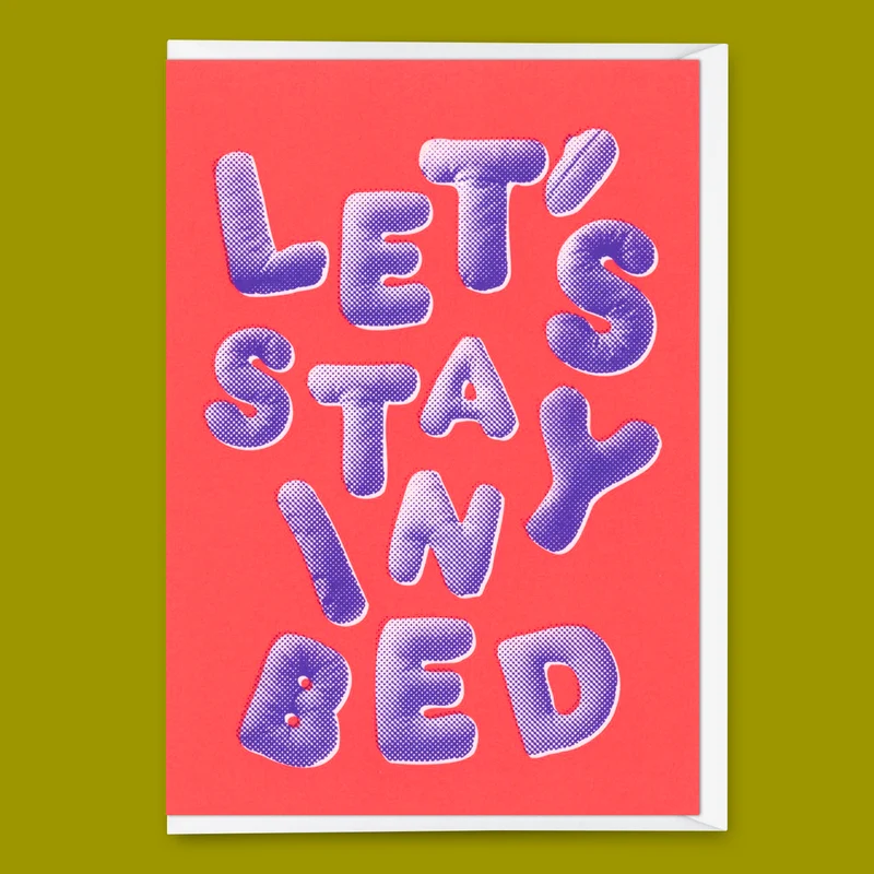 Grußkarte "Let`s stay in bed" | Schöne Klappkarte für Verliebte