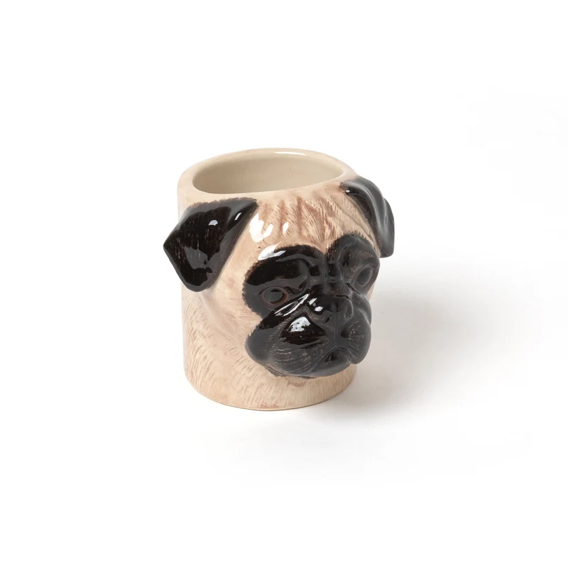 Übertopf „Flower Pot Mini Pug“ | Hundekopf-Design | Quail Ceramics