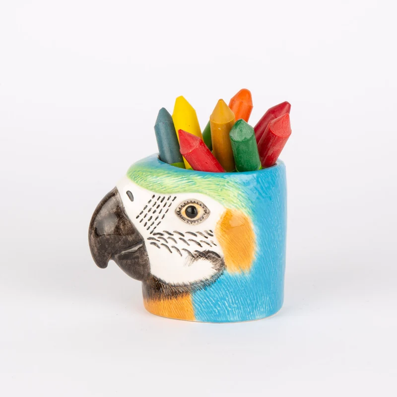Übertopf „Flower Pot Mini Macaw“ | Bunter Vogelkopf | Quail Ceramics