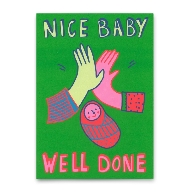 Postkarte "Nice baby, well done" | Coole Karte zur Geburt