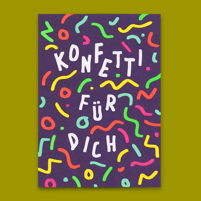 Postkarte "Konfetti für dich" | Coole Karte zum Geburtstag