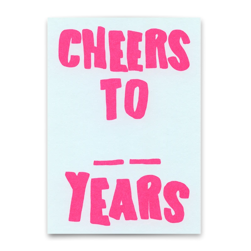 Postkarte "Cheers to X years" | Lustige Karte zum Geburtstag