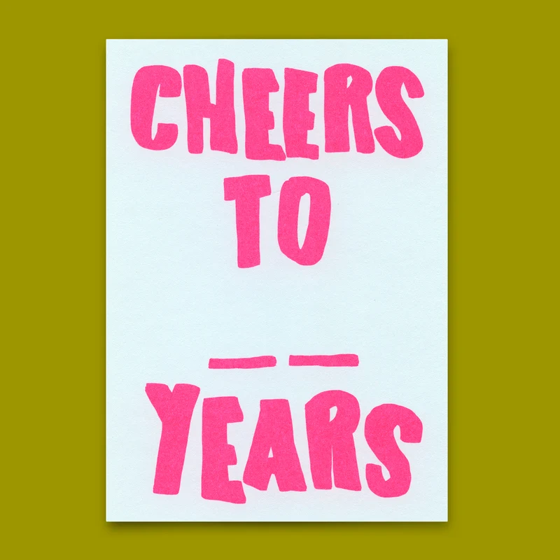 Postkarte "Cheers to X years" | Lustige Karte zum Geburtstag