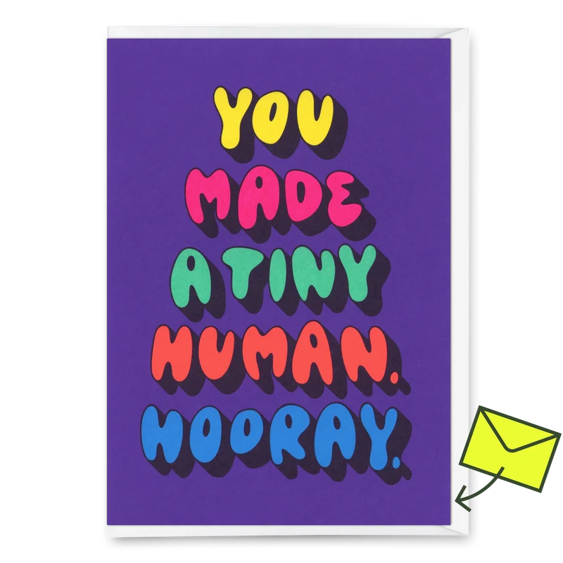 Grußkarte "You made a tiny human" | Besondere Klappkarte zur Geburt