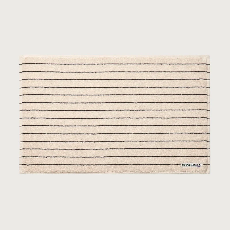 Badematte BONGUSTA “Creme & Ink” | 50x80cm Baumwolle | Weich & Stilvoll