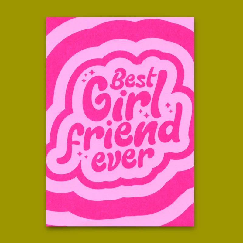 Postkarte "Best girlfriend ever" | Coole Klappkarte für Verliebte