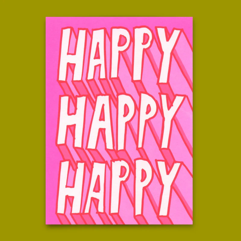 Postkarte "Happy Happy Happy" | Schöne Karte mit Spruch