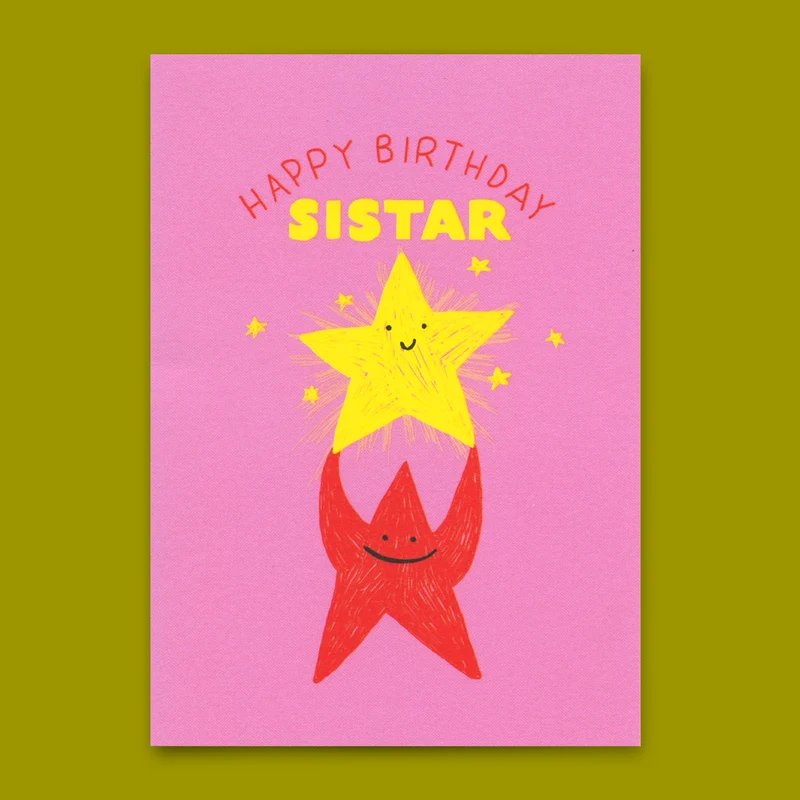 Postkarte "Happy Birthday, sistar" | Schöne Karte zum Geburtstag