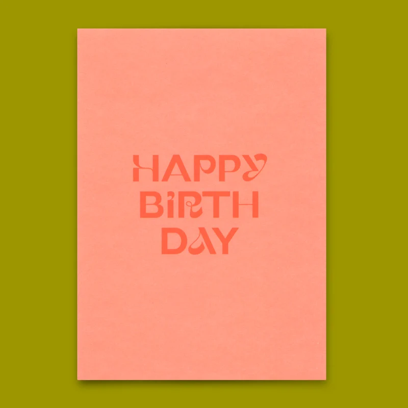 Postkarte "Happy Birthday Neonrosa" | Schöne Karte zum Geburtstag