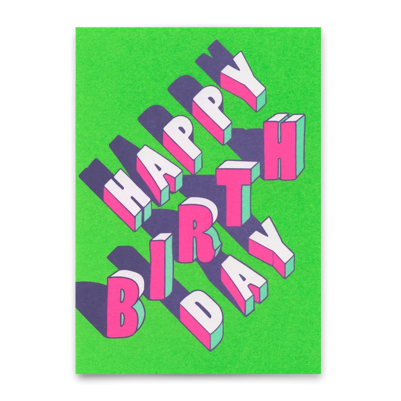 Postkarte "Happy Birthday Lilac/Green" | Ausgefallene Karte zum Geburtstag