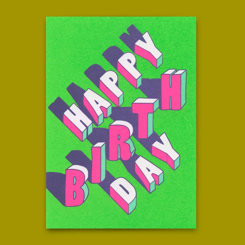 Postkarte "Happy Birthday Lilac/Green" | Ausgefallene Karte zum Geburtstag