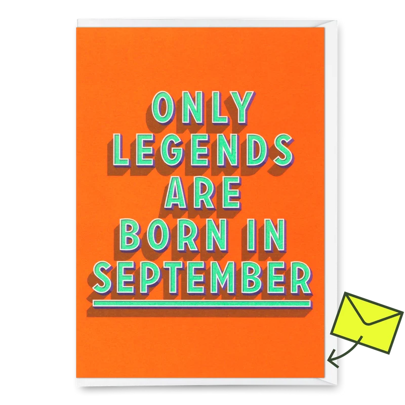Grußkarte "Legends September" | Coole Klappkarte mit Spruch zum Geburtstag
