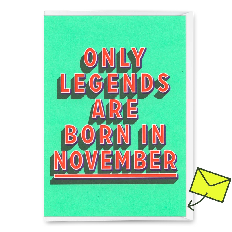 Grußkarte "Legends November" | Coole Klappkarte mit Spruch zum Geburtstag