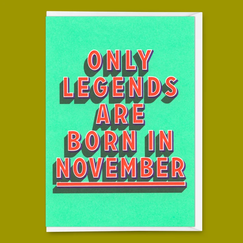 Grußkarte "Legends November" | Coole Klappkarte mit Spruch zum Geburtstag