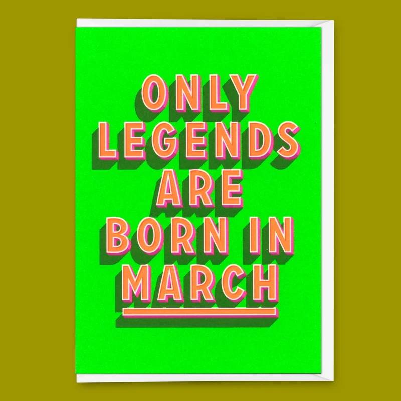 Grußkarte "Legends March" | Coole Klappkarte mit Spruch zum Geburtstag
