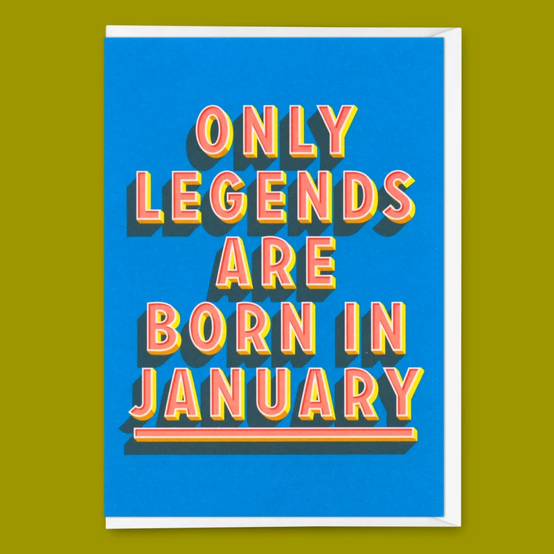 Grußkarte "Legends January" | Coole Klappkarte mit Spruch zum Geburtstag