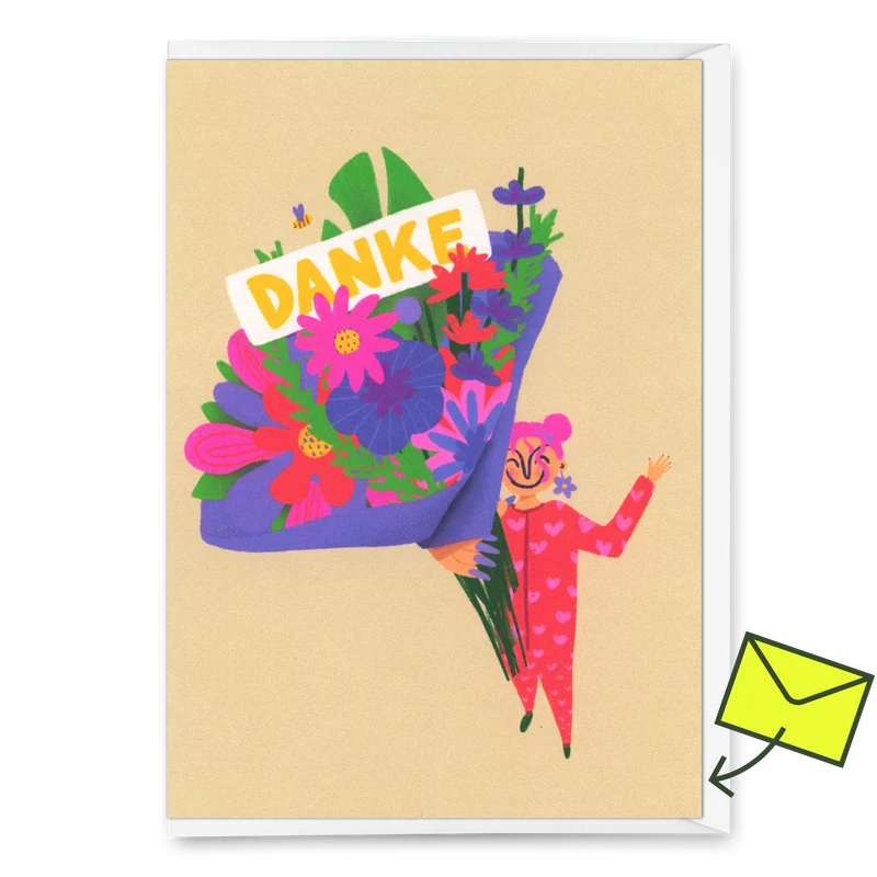 Grußkarte "Danke Bouqet" | Lustige Klappkarte mit Spruch zum Geburtstag