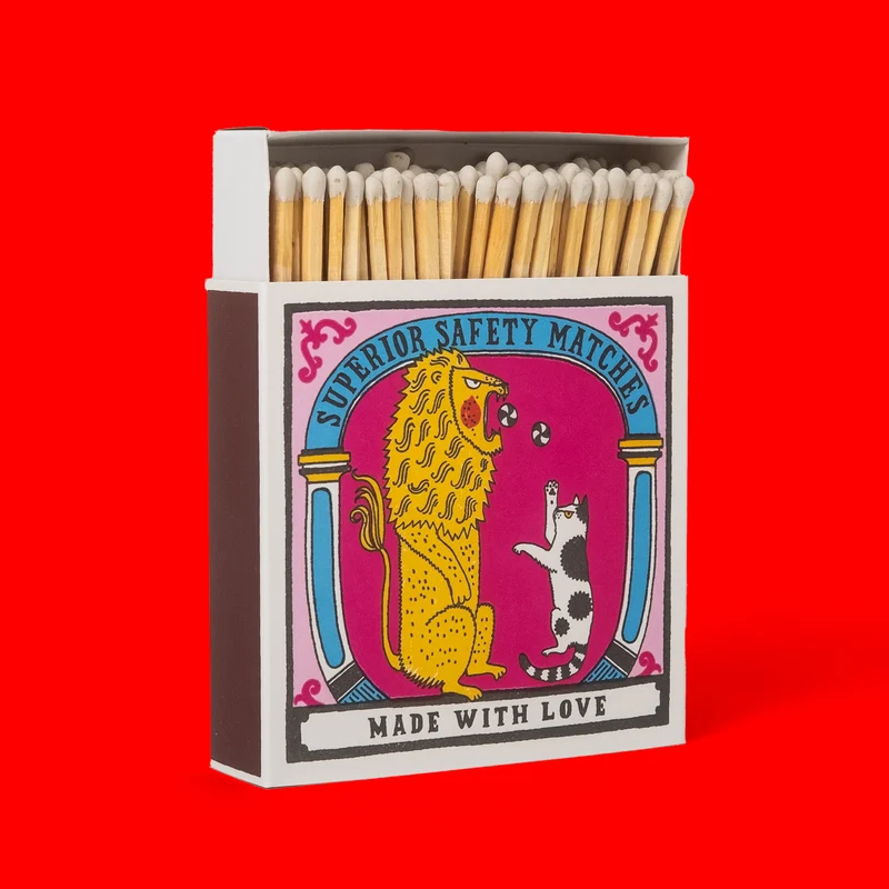 Lange Streichhölzer "Big Cat Little Cat" von The Archivist | 100 Stück in Square Matchbox