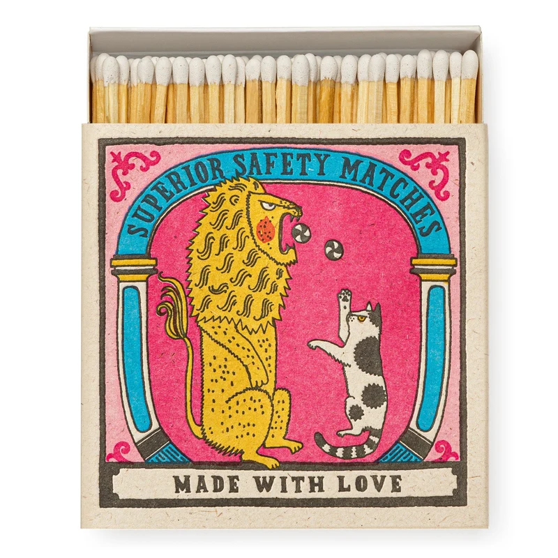 Lange Streichhölzer "Big Cat Little Cat" von The Archivist | 100 Stück in Square Matchbox