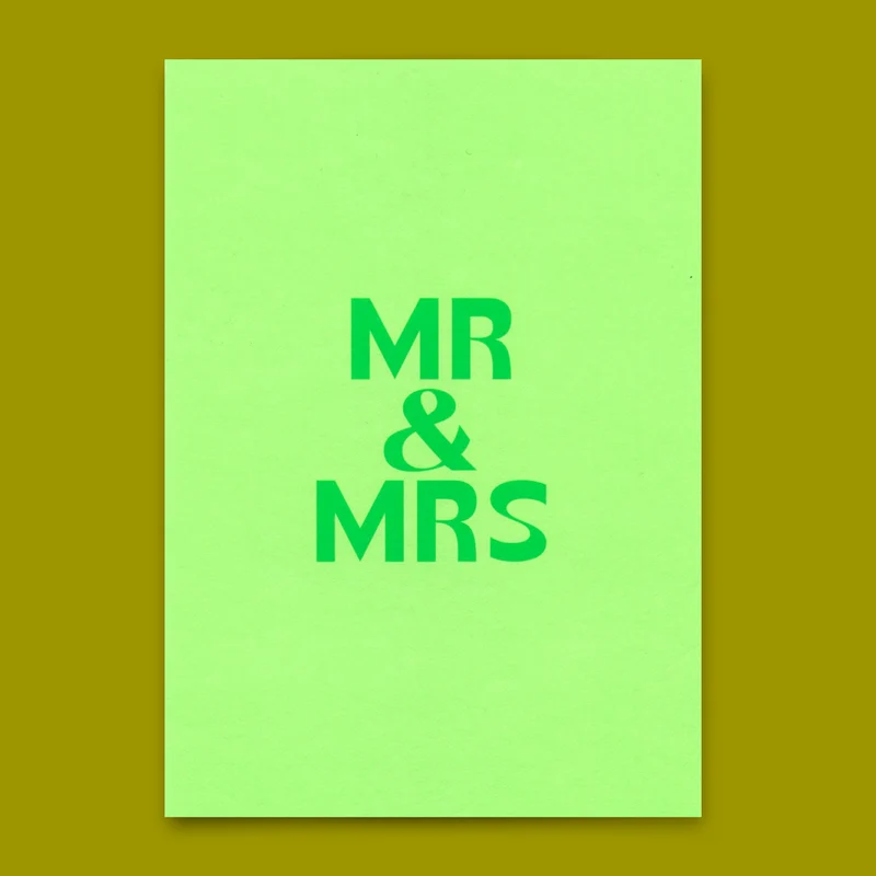 Postkarte "Mr & Mrs Grün" | Schöne Karte zur Hochzeit
