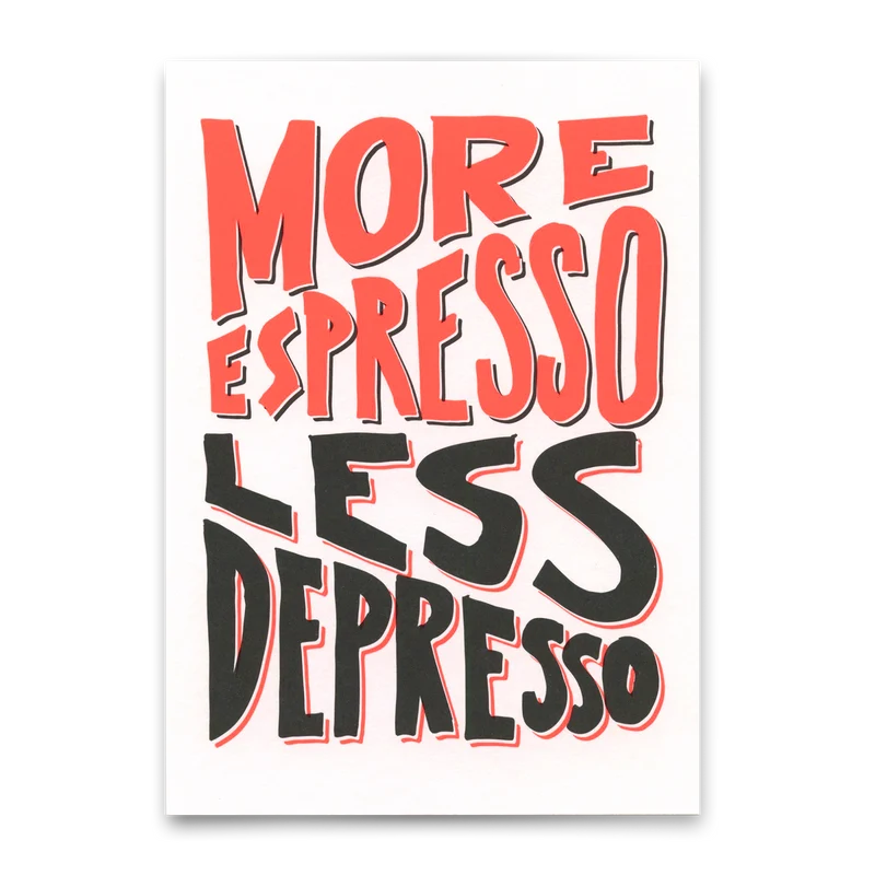 Postkarte "More espresso less depresso" | Besondere Karte mit Spruch