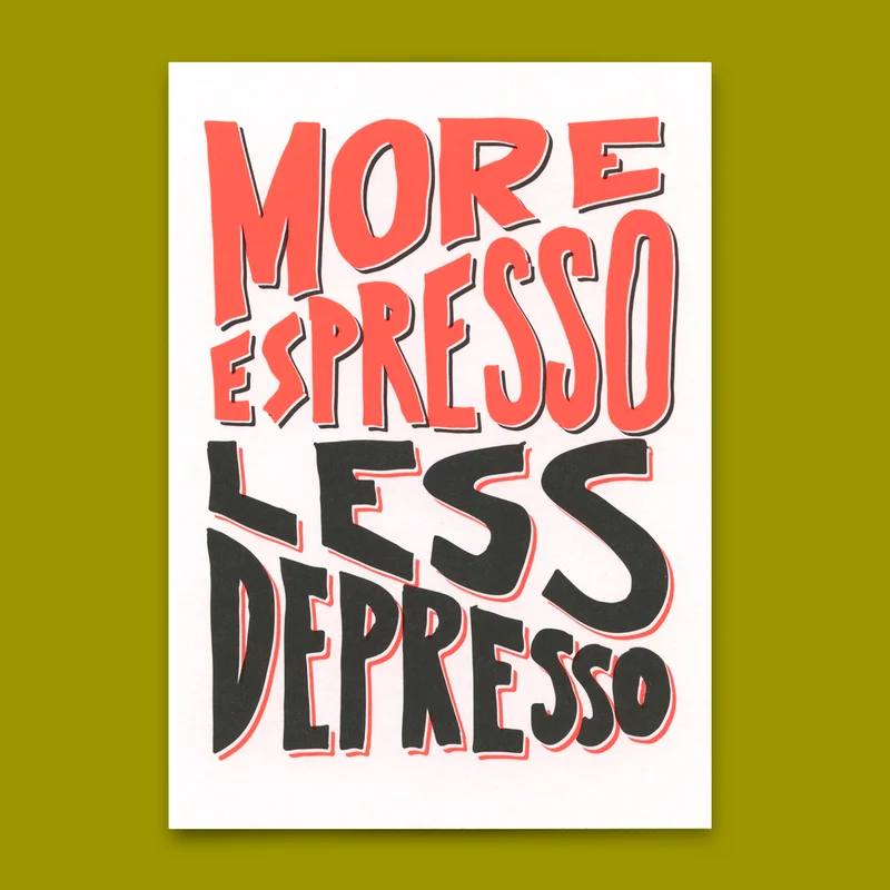 Postkarte "More espresso less depresso" | Besondere Karte mit Spruch