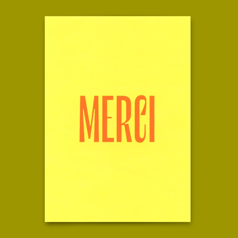 Postkarte "Merci Gelb " | Schöne Karte zum Dankesagen