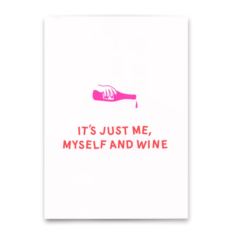 Postkarte "Me, myself and wine" | Lustige Karte mit Spruch für jeden Anlass