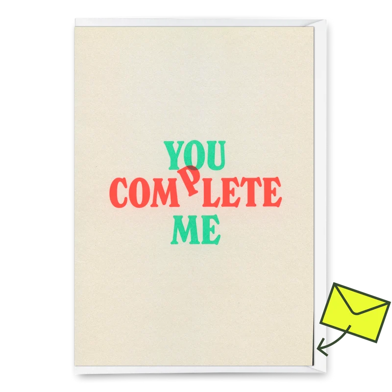Grußkarte "You complete me." | Besondere Klappkarte für Verliebte