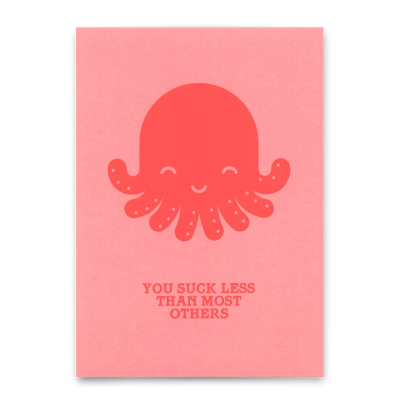 Postkarte "You suck less Octopus" | Lustige Karte mit Spruch