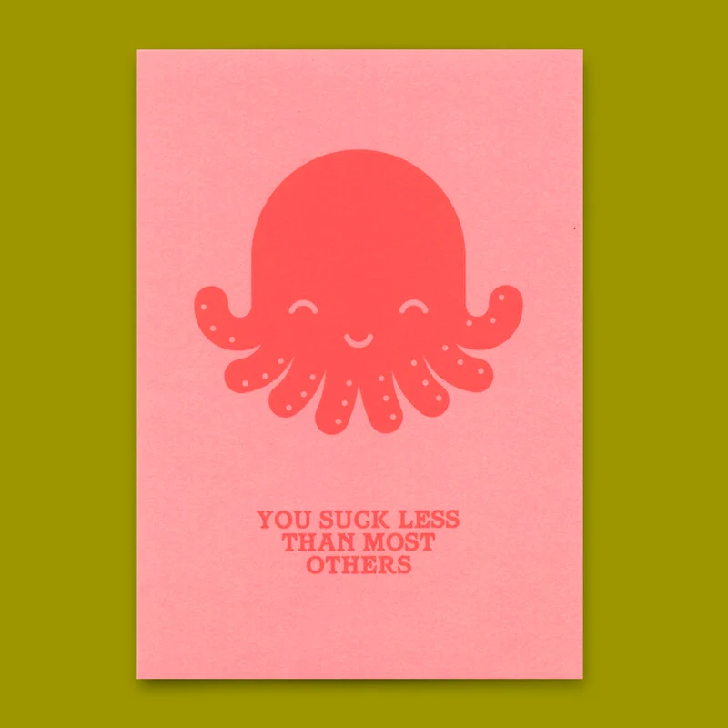 Postkarte "You suck less Octopus" | Lustige Karte mit Spruch