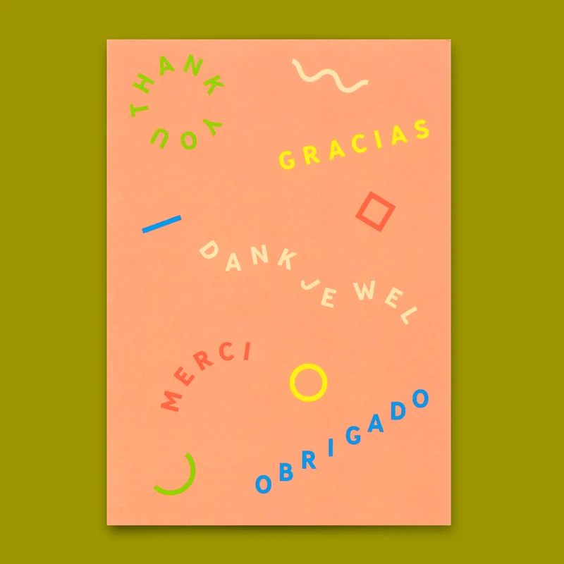 Postkarte "Gracias Merci Danke" | Ausgefallene Karte zum Dankesagen