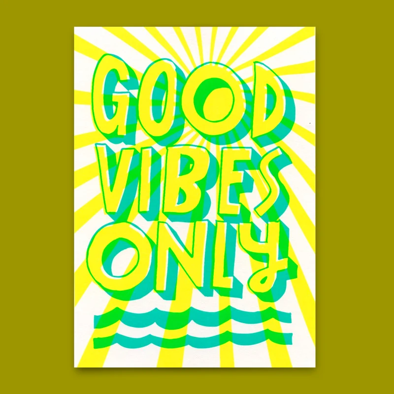 Postkarte "Good vibes only" | Coole Karte mit Spruch