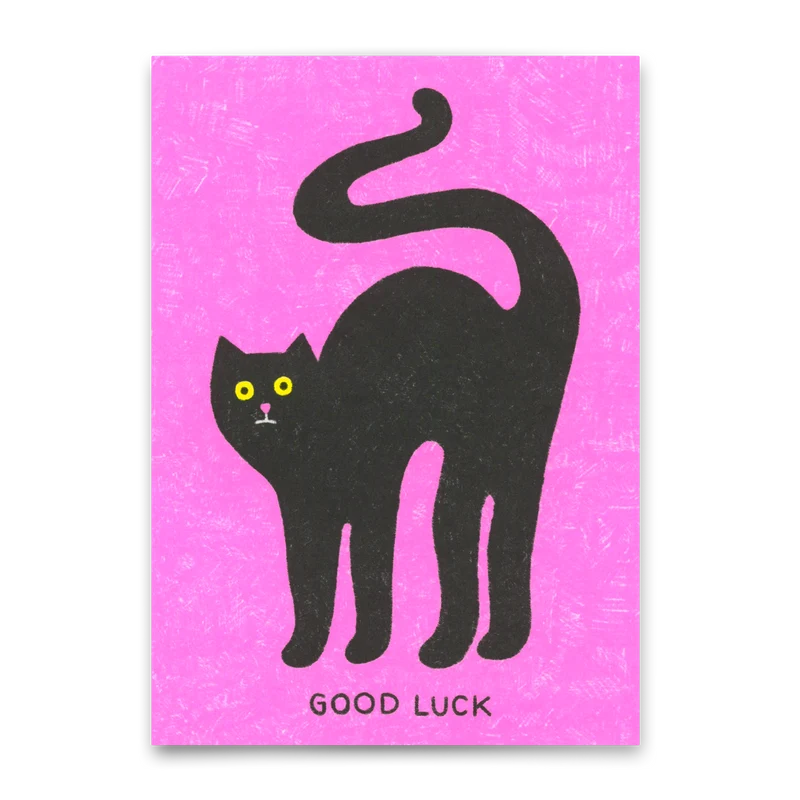 Postkarte "Good luck cat" | Besondere Karte mit Katzen-Motiv
