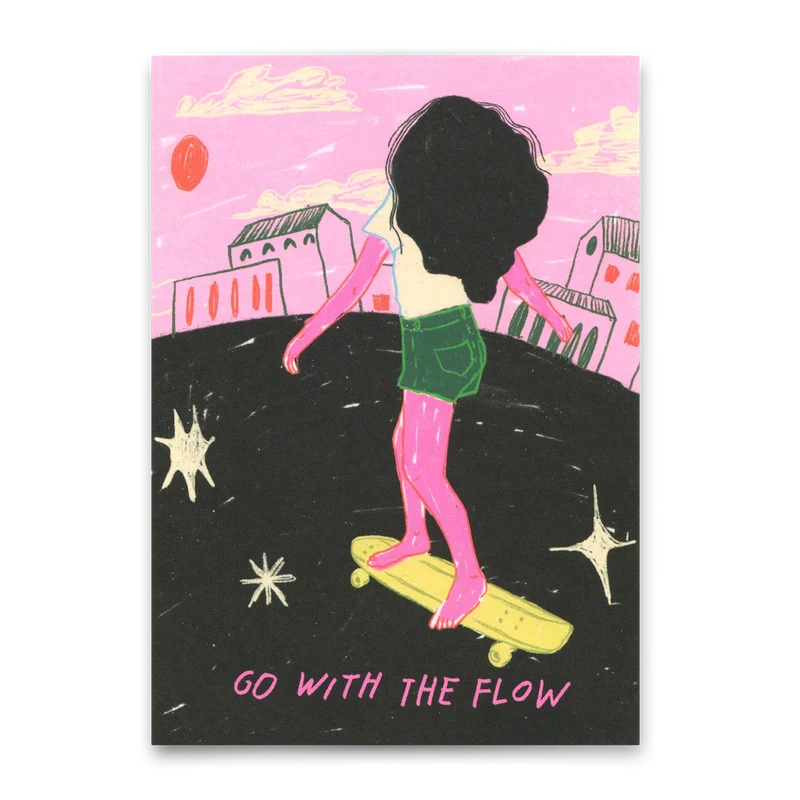 Postkarte "Go with the flow" | Coole Karte mit Spruch