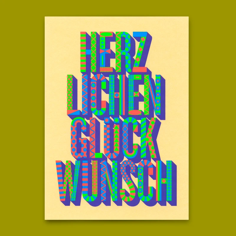 Postkarte "Glückwunsch Pattern" | Ausgefallene Karte für jeden Anlass
